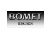 Projekt graficzny, nazwa firmy, tworzenie logo firm Logo firmy Bomet, branża metalowa  - claxon