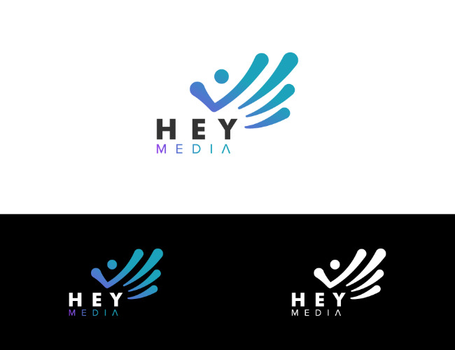 Projektowanie logo dla firm,  Logo dla agencji "HEY media", logo firm - barman