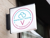 Projekt graficzny, nazwa firmy, tworzenie logo firm Logo lodziarni Wafelek i Kulka - stone