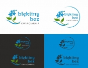 Projekt graficzny, nazwa firmy, tworzenie logo firm logo kwiaciarni "Błękitny bez" - Grafika AGA