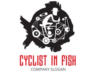 Projektowanie logo dla firm online Cyclist in Fish